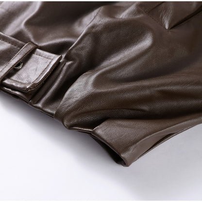 Street Stand Collar Women's Leather Jacket Loose Long Sleeve Zipper Pockets Chic Female Coats 2025 Autumn Winter Lady Outerwear