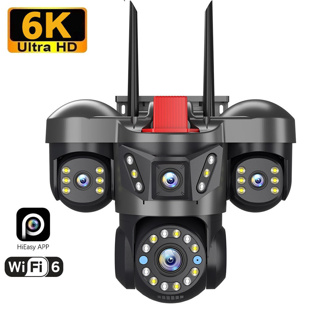 10K 20MP UHD Outdoor WiFi IP Camera Four Len Four Screen 360° 16X Zoom PTZ Security Cam Auto Tracking CCTV Wireless Surveillance