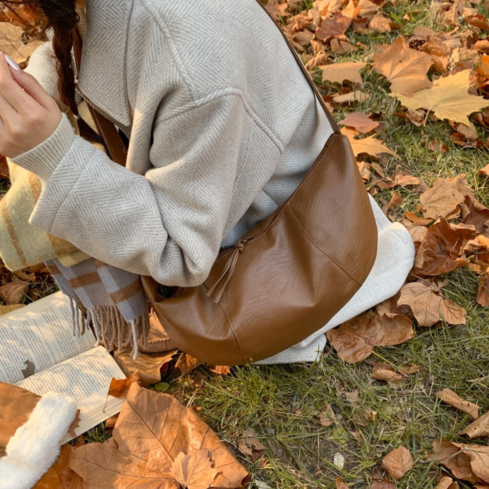 Small Niche Design Women's Large-Capacity Autumn and Winter Versatile Wide-Strap Single Shoulder Crossbody Dumpling Bag