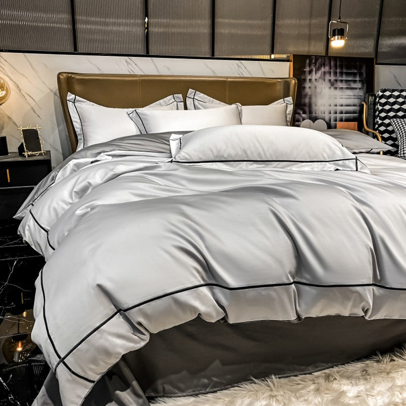 Lençol de Cima Bordado 100% Algodão Egípcio Sedoso Conjunto de Cama Lençol de Cima Queen King Size