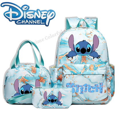 3pcs Disney Stitch Backpack Lunch Bag Pencil Case Set Anime Cartoon Fashion Schoolbag Suit Students New Semester School Supplies