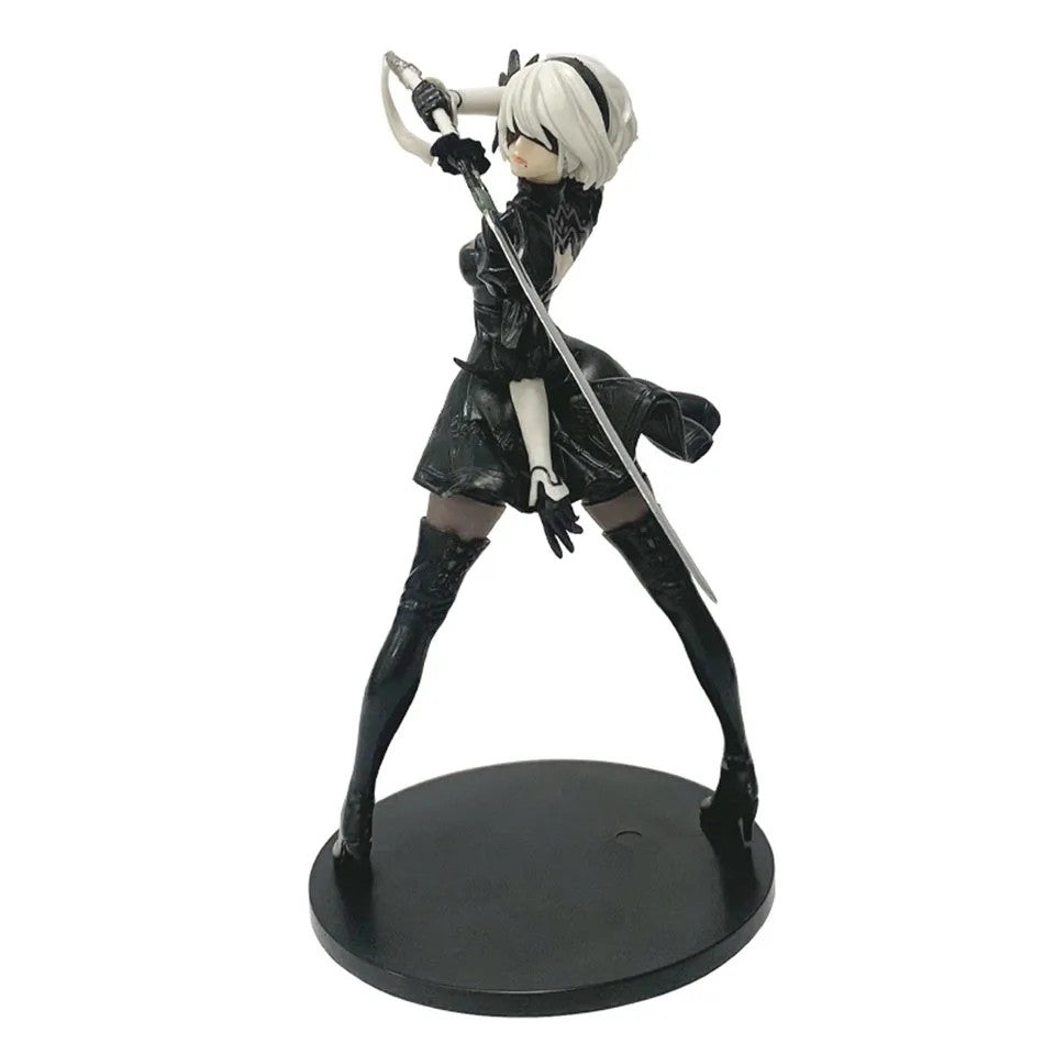 Figura de Anime Yorha 2B Quente de 18CM Série Preto e Branco PVC Colecionável Boneco de Ação Estatueta de Presente