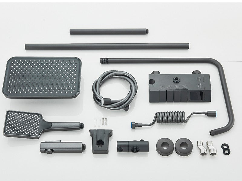 Conjunto de Torneira de Chuveiro Digital Inteligente Rozin Preto Estilo Piano Sistema de Banheiro Queda de Chuva Misturador Digital Cinza com Chuveirinho Bidê