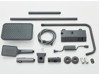 Conjunto de Torneira de Chuveiro Digital Inteligente Rozin Preto Estilo Piano Sistema de Banheiro Queda de Chuva Misturador Digital Cinza com Chuveirinho Bidê