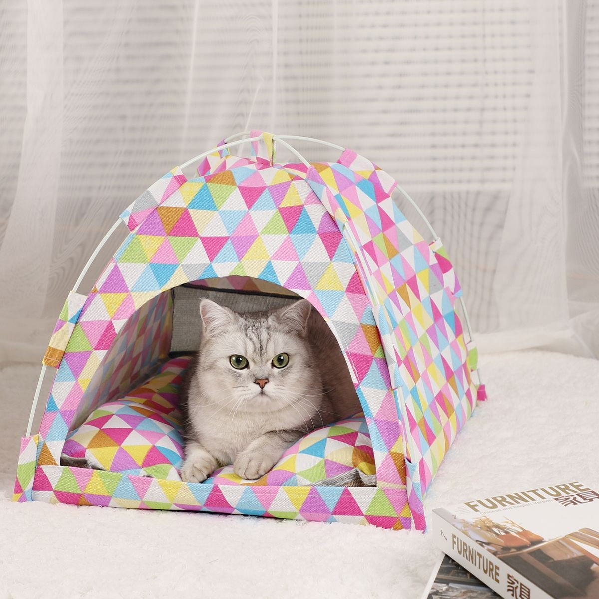 Cama Barraca para Pets, Acessórios e Suprimentos para Gatos, Almofadas Quentes, Móveis, Sofá, Cestas, Camas, Tendas, Toca de Gato, Inverno