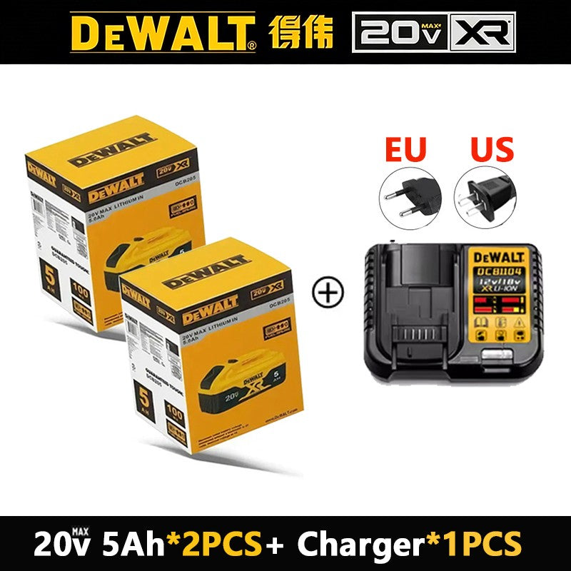 Bateria Dewalt 20V 100% Genuína, Bateria Recarregável de Íon de Lítio 2AH 5AH 6AH, Bateria de Substituição para Ferramentas Elétricas Dewalt DCB200
