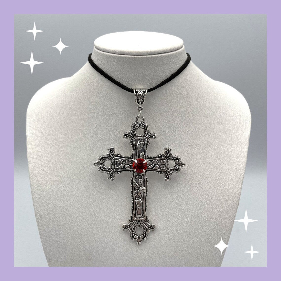 Gothic Cross Necklace For Women Men Punk Hollow Flower Cross Charms Choker Chain Vampires Pendant Jewelry Party Accessories Gift