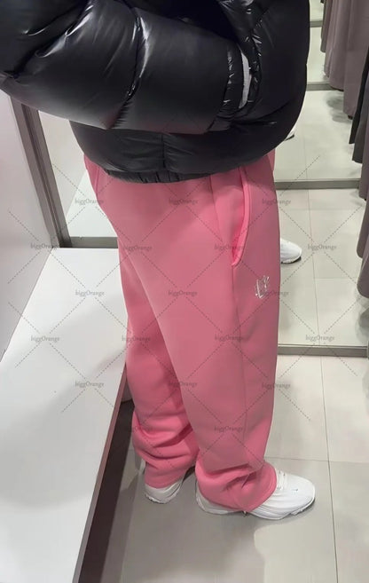 Retro High Street Harajuku Casual Loose Straight Wide-leg Pants Men Y2K American Hip-hop Trendy Brand Oversized Sweatpants Women