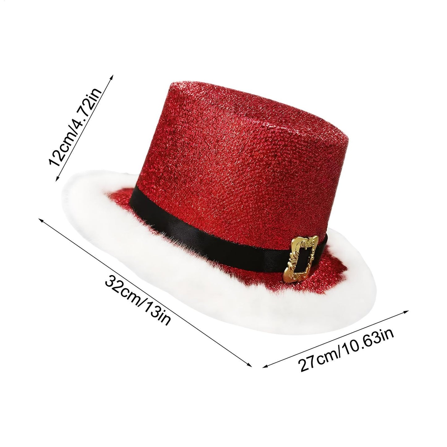 Comfortable Festive Cosplay Caps New Year Christmas Top Hat Red Green Top Hat With White Brim For Men Women Performance Cosplay