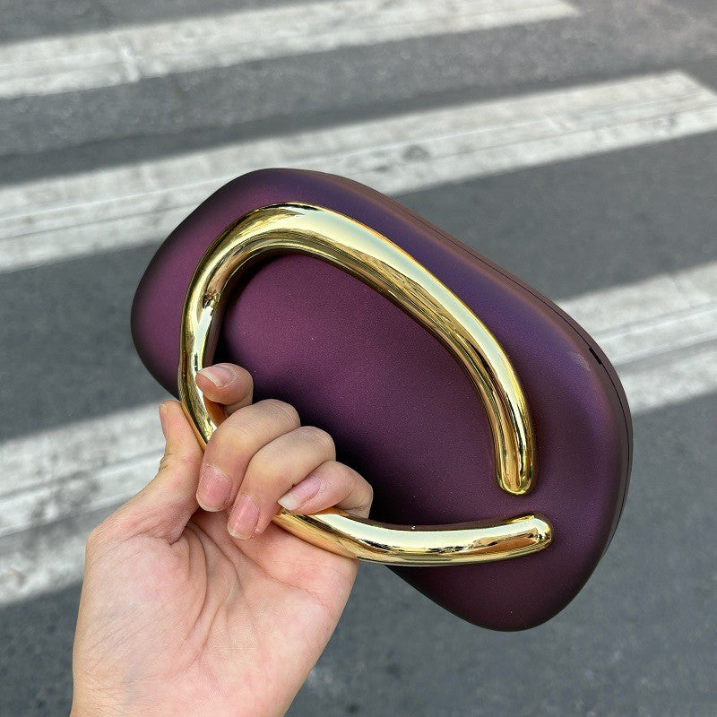 Brand Z Clutch Bag Metal Handle Design Luxury Evening Lipstick Bag Round Box Chain Bag Elegant Woman Shoulder Messenger Bags