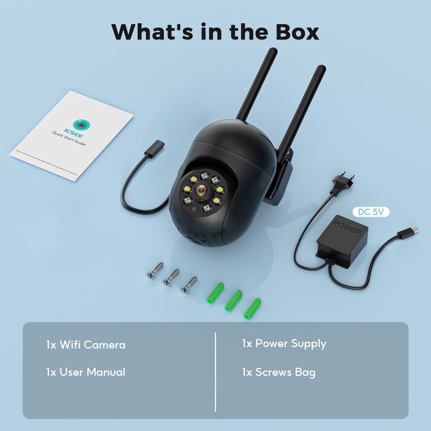 2pcs-Pack iCSee 5MP Mini PTZ WiFi IP Camera with AI Human Detection Color Night Vision for Outdoor Video Surveillance 4MP 2MP