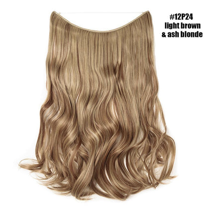 BENEHAIR Cabelo Sintético com Fio Invisível Sem Clipes Extensões de Cabelo Linha Secreta de Pesca Apliques de Cabelo Falso Para Mulheres