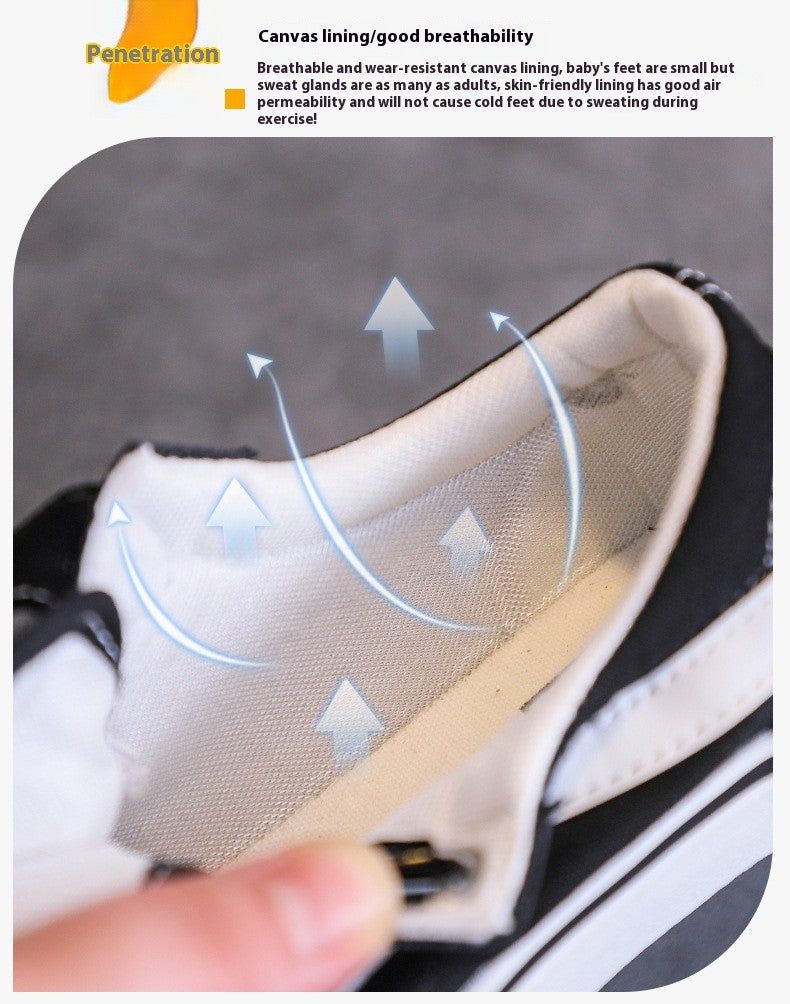 Children's Canvas Shoes Boys Board Shoes New Net Red Low Gang Middle and Large Children Baby Girls Board Shoes Parent-Child Shoe