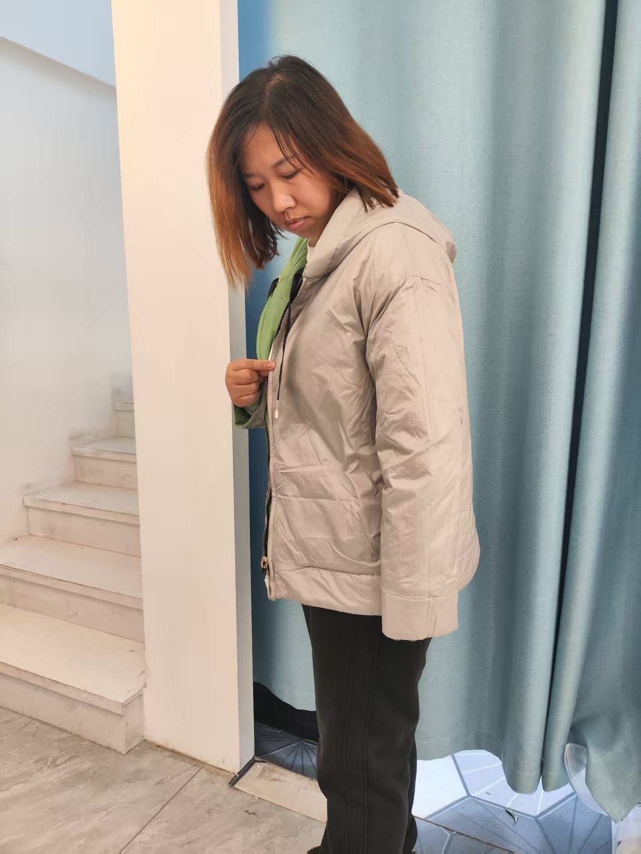 Fenggejiwo women's silk camel velvet baseball jacket casual silk jacket solid color double-sided jacket