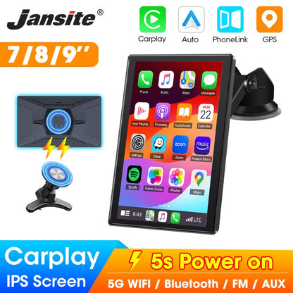 Suporte de 7/8/9'' Orientação e Espelho Retrovisor de Carro com Rádio CarPlay Sem Fio Android Auto Multimídia de Vídeo Tela Universal