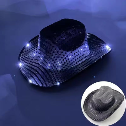 Chapéu de caubói/caubói com LED pisca-pisca, chapéu que brilha, festa de carnaval, homens, mulheres, despedida de solteira, suprimentos de casamento