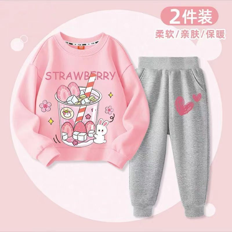 Autumn Kid Girls Clothes Set Children Boy Printed Sweatshirts Top And Pants Bottom 2 Pieces Suit Baby Long Sleeve Tracksuits