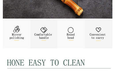 Conjunto de Talheres com Cabo de Bambu Natural, Talheres de Aço Inoxidável, Talheres de Cozinha, Inclui Garfos Colheres Facas Talheres