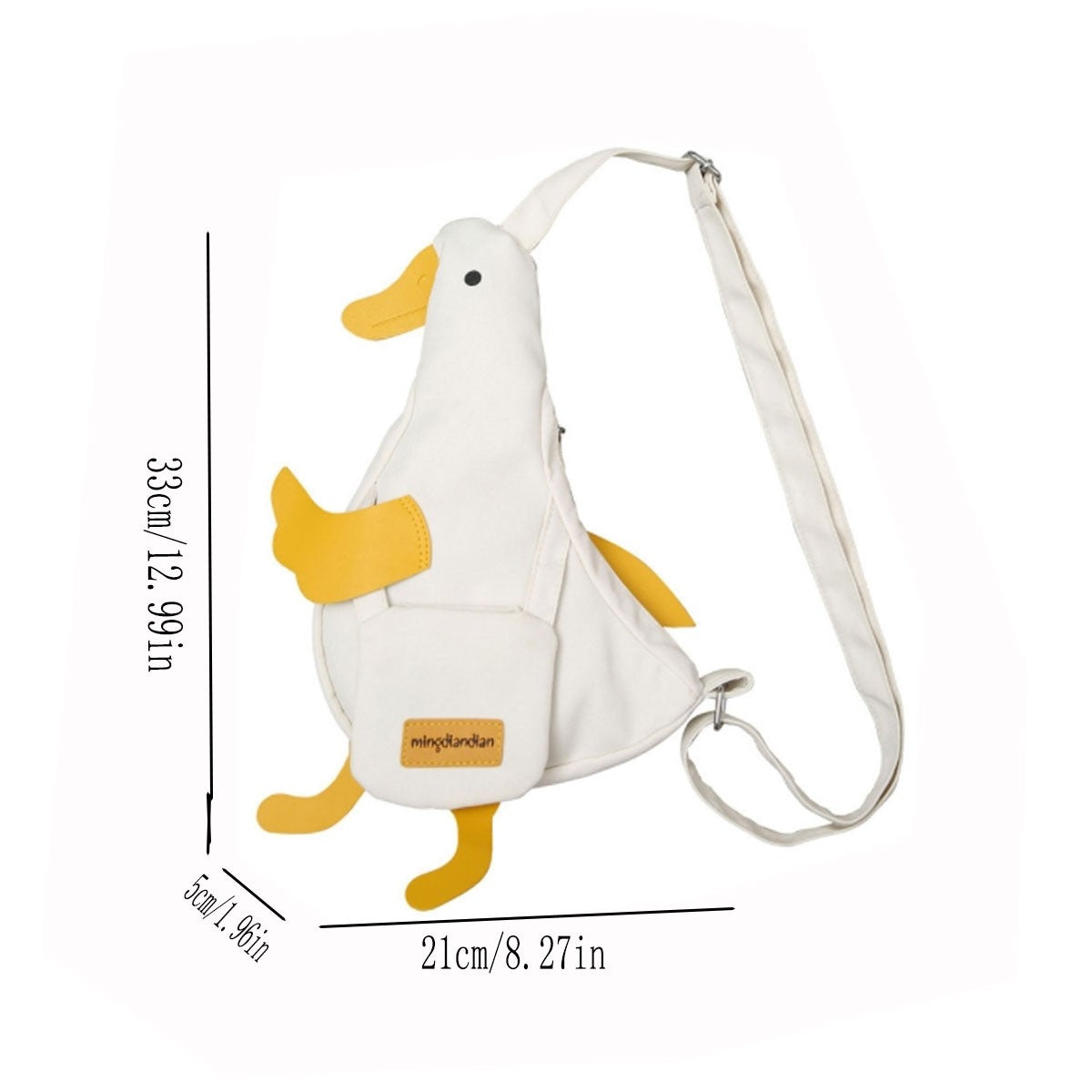 Beige and white new cute duck shape canvas bag student chest bag shoulder bag trend funny cartoon crossbody bag 1 outfit