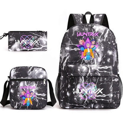 2026 KPop Demon Hunters Huntrix Print Student Backpack School Bags for Girls Pencil Case Set Anime Cartoon Girl'S Birthday Gift