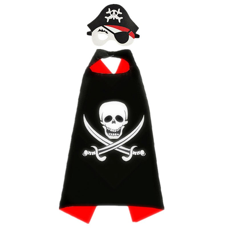 Children's Pirate Cloak Costume Pirate Cape CostumeToy Set Boy Girl Halloween Cosplay Mask Party Gifts