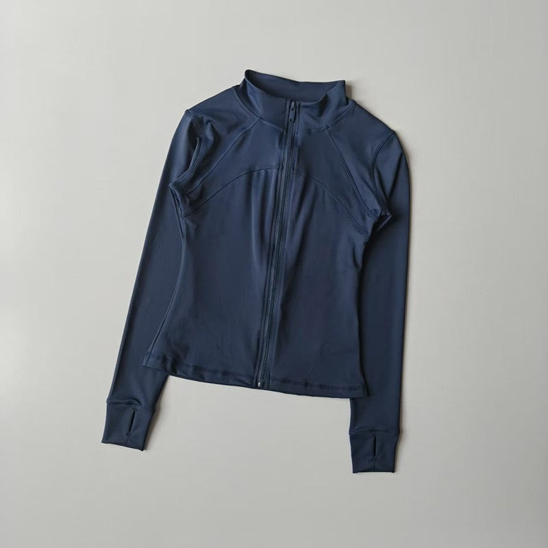 Women's High-End Yoga Fitness Jacket Autumn Stand Collar Long Sleeve Windproof Sports Running Training Top