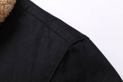 New Winter Men's Bomber Jacket High-quality Plush Thicken Wool Cargo Jackets Lapel Button-up Thick Warm Coat for Men Outwear 5XL