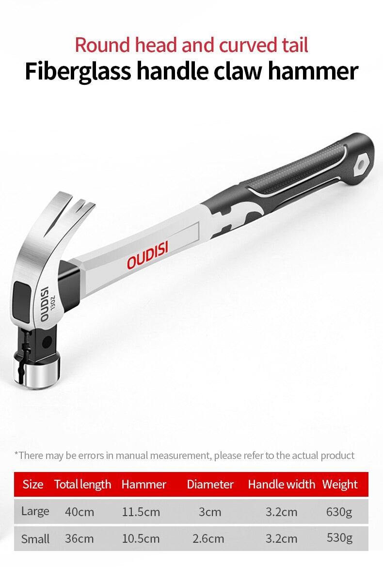 Martelo de Aço Multiuso Antiderrapante à Prova de Choque Ferramenta Manual Martelo Magnético para Carpintaria Martelo com Sucção Automática de Prego
