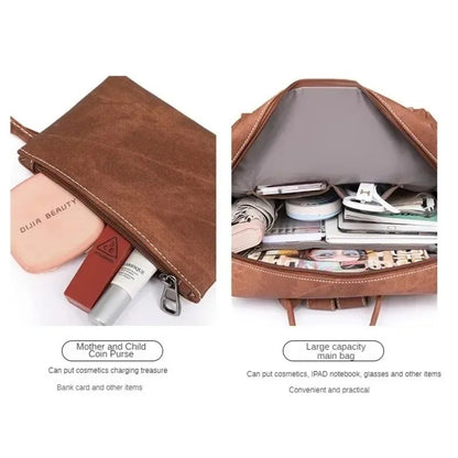 2025 New Women's PU Leather Waterproof Anti-theft Fashion Large Capacity Business Travel College Laptop Backpack Shoulder Bag