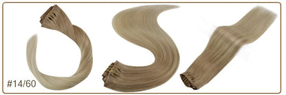 Full Shine PU Clip Hair Extensions Cabelo Humano Remy 100g Extensões Invisíveis Sem Costura de Cabelo Humano Clip-In Cor Balayage Loiro