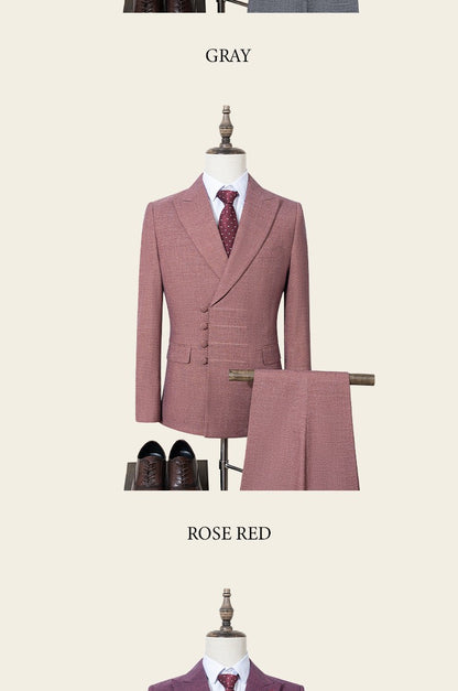 ST Cassy Elegant man suit for wedding Slim Fit Double Breasted Multiple buttons Casual Business man 2 piece outfit set