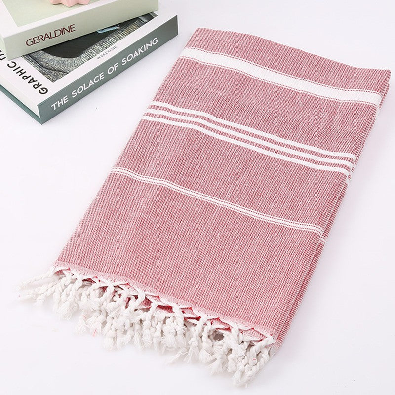 100X180cm oversized tassel Turkish cotton towel, blanket, suitable for bathing, beach,swimming pool, SPA, gym Striped bath towel