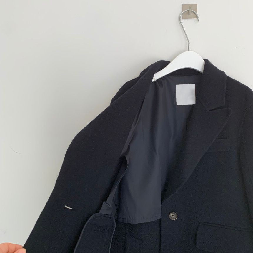 Retro Chic Autumn Winter Woolen Coat One Button Long Sve Suit Collar Waist Cinched Side Slit Warm Knitwear for Women