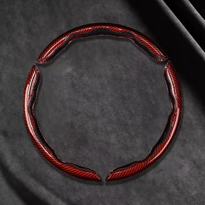 Capa de Volante de Carro 3 Peças Laser Fibra de Carbono Silicone 1K Couro de Microfibra PVC Reforçador de Volante Antiderrapante Universal