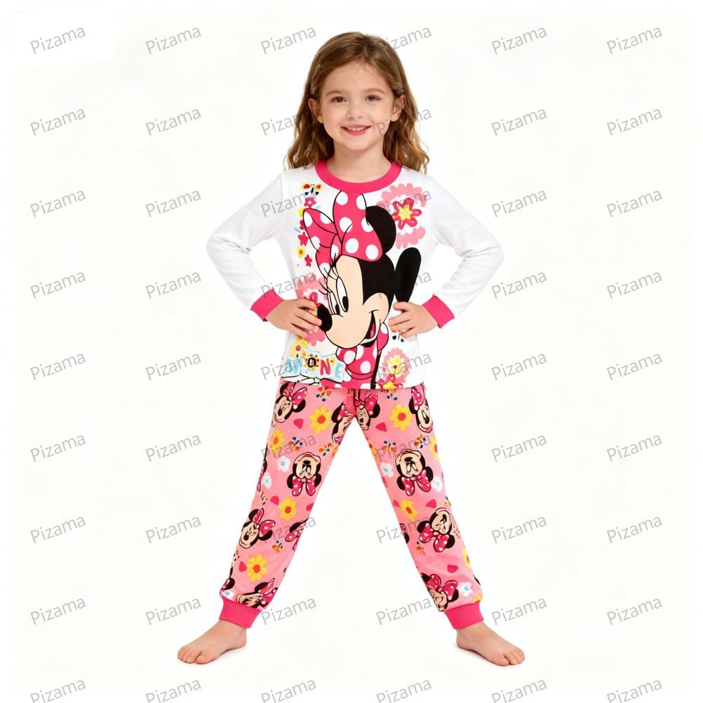 Autumn Winter 100 Cotton Full Sleeve Baby Minnie Mouse Pajamas Sets Children's Sleepwear Kids Pyjamas Pixar McQueen Kids Clothes