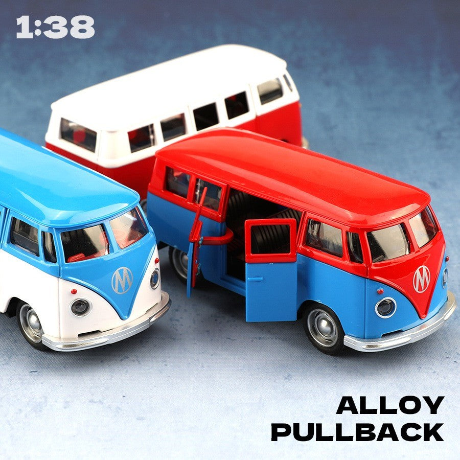 1:38 Alloy Diecast Volkswagen T1 Vintage Van Car Model Classic Pull Back Miniature Vehicle Replica For Collection Gift for Kids