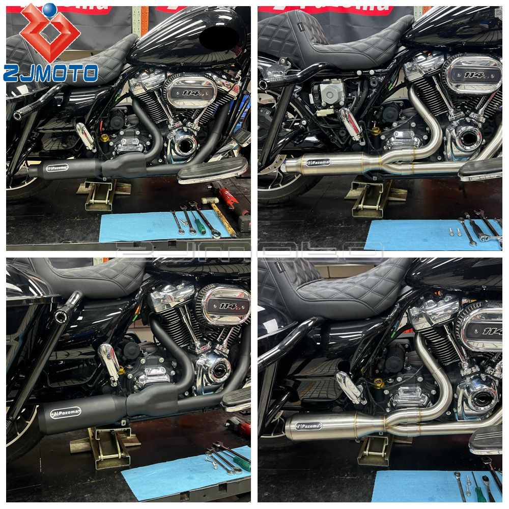 For Harley M8 Touring Electra Glide Road King Street Glide Road Glide 2017-2025 Motorcycle Complete Exhaust Muffler Escape Pipe