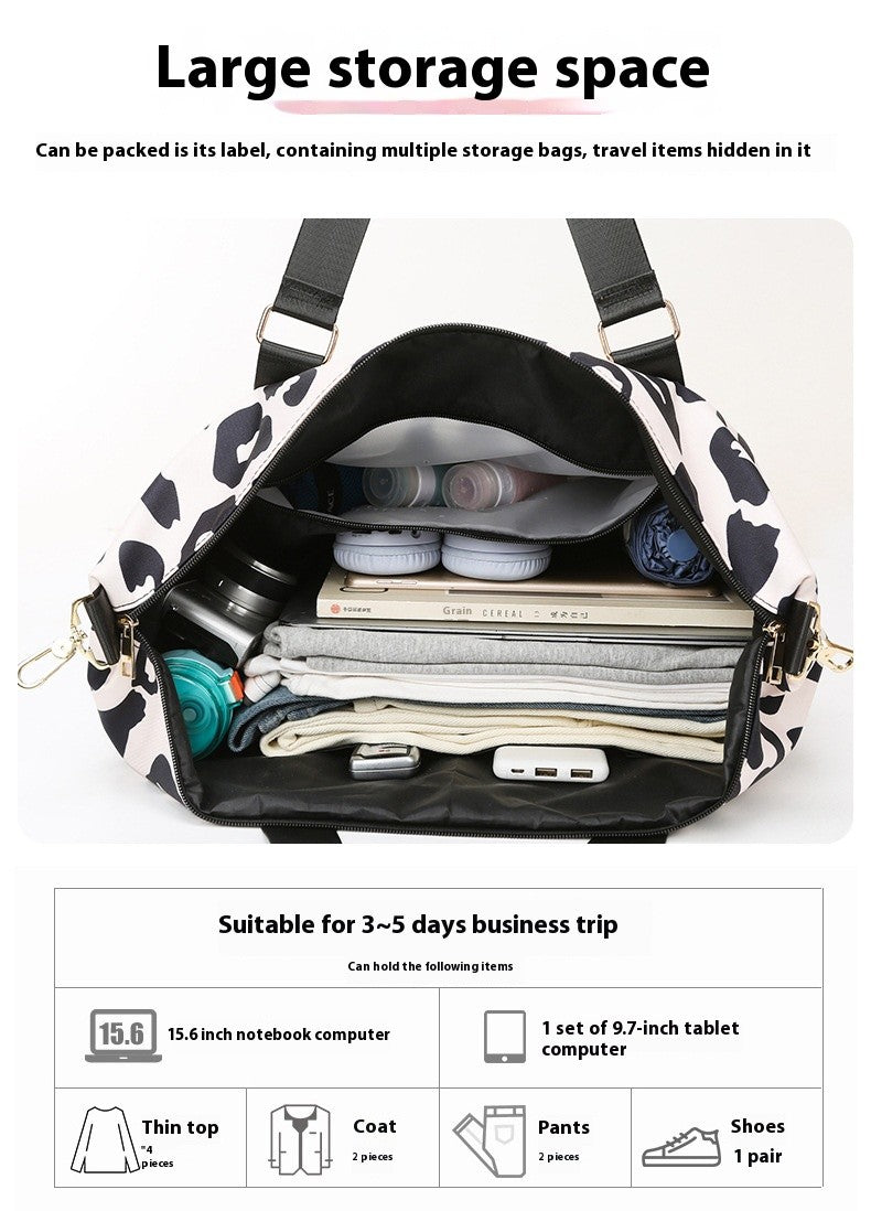 Large Capacity Travel Bag Wet Dry Shoulder Luggage Handbag Leisure Sports Fitness Bag Leopard Print Beach Bags Women's Backpack