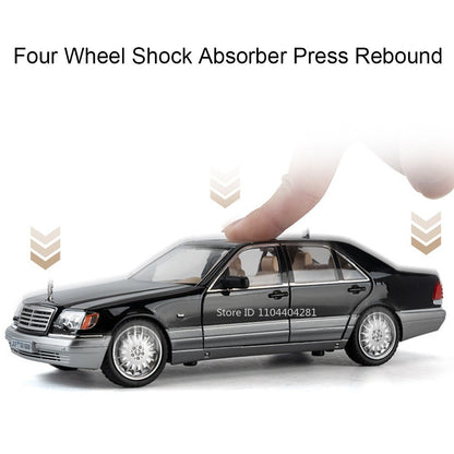 1:24 W140 300SL Toys Alloy Miniature Car Diecast Model Doors Opened Sound Light Pull Abck Rubber Tires Vehice Kid Christmas Gift
