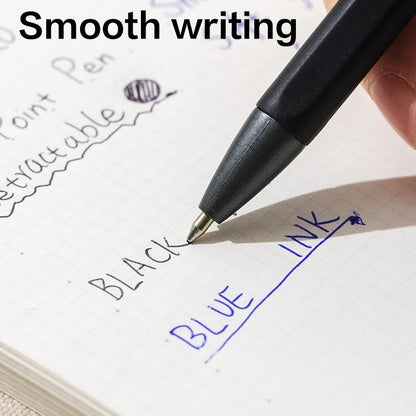 DELI Smooth Writing Ballpoint Pens 0.7mm Black and Blue Ink Pens 12PCS Pack of Retractable Ballpoint Pens for Office School Home