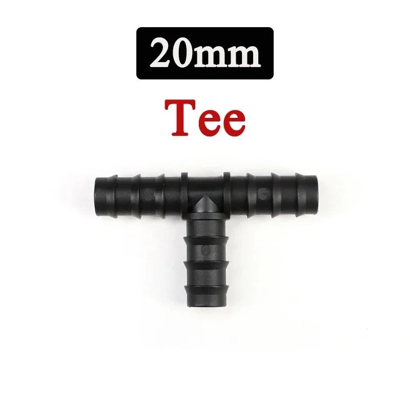 2/5/10pçs Estufa PE Tubo 16 20 25 mm Conector em T Cotovelo Reto Plugue Conexão para Tubo de Irrigação Acessórios de Micro Irrigação