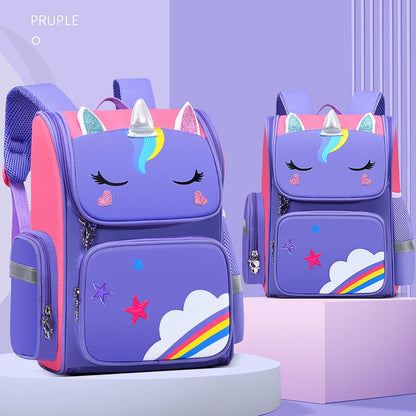 Mochila Infantil para Meninas Unicórnio Bolsa Escolar Olhos Arco-Íris Mochila para Adolescentes Viagem Impermeável