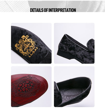 2022 Wedding Dress Shoes Casual Men Loafers New Big Size Lazy Peas shoes Embroidery Moccasins Shoes Suede Leather shoes Zapatos
