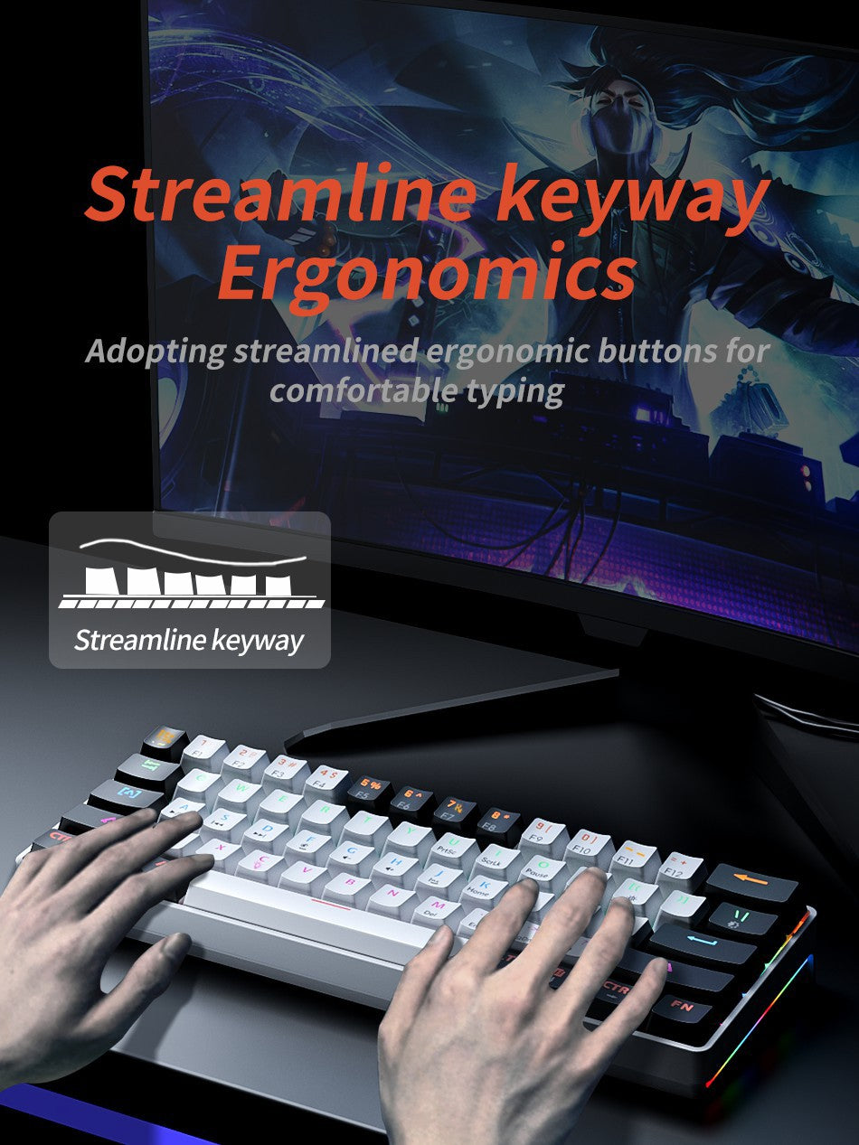 MUCAI MK61 RGB backlit esports gaming mechanical keyboard with red axis wired detachable cable USB interface hot swappable