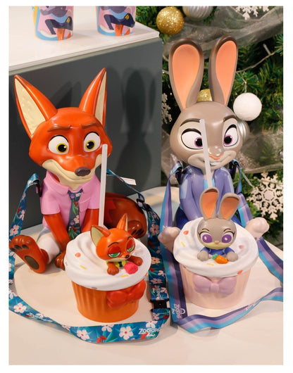 Copo de Água Original em Formato Disney Zootopia 2 Nick Judy Copos Estilizados de Desenho Animado com Alça Transversal Presentes Kawaii de Aniversário para Meninas e Meninos