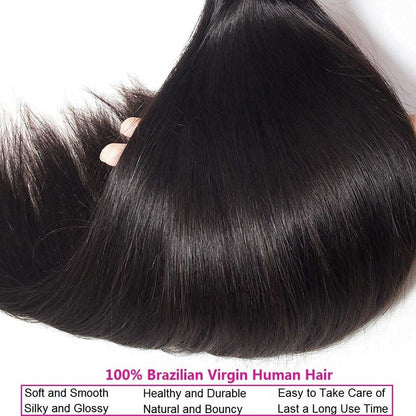 Cabelo Liso Comprido Brasileiro Pacotes 1/3/4 Cabelo Humano Virgem 100% Não Processado Cor Preto Natural 14-42 Polegadas