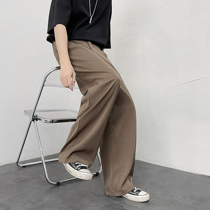 Trousers For Men Brown Fluid Draped Baggy Stylish Tailoring Summer 2025 Man Suits Pants Clothing Premium Thin Casual Up