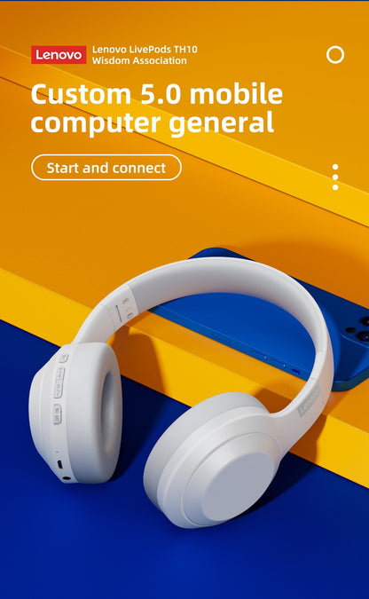 Fone de ouvido Lenovo Thinkplus TH10 TWS Estéreo com baixa latência e longa duração para jogos, fones de ouvido Bluetooth para música com microfone