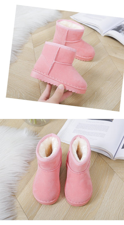 Children Snow Boots for Boys Girls Little Toddler Kids Thermal Boots Ankle Warm Classic Suede Flock Fabric Fashion Autumn Winter