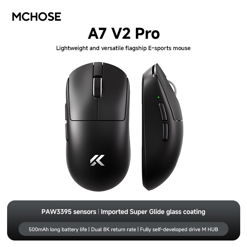 MCHOSE A7 V2 Ultra Gaming Mouse Sensor PAW3950 TI Dual 8000Hz 20000fps 42000DPI 750IPS Revestimento de Vidro Super Deslizante Importado CSGO